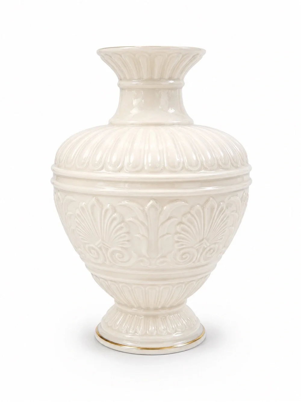 Vintage Lenox Athenian 8” Ivory Porcelain Vase Embossed Made in USA Decor